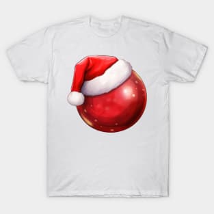 Christmas Pool Ball in Santa Hat T-Shirt
